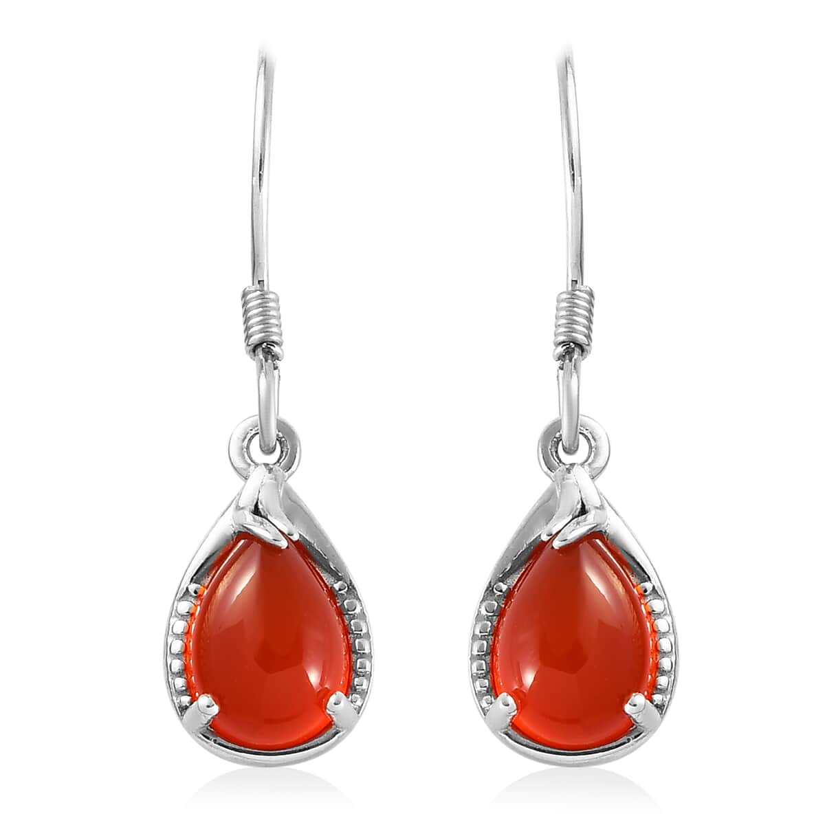 Carnelian Drop Earrings in Platinum Over Sterling Silver 3.85 ctw image number 0
