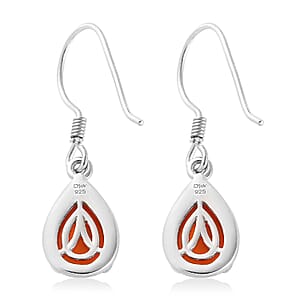 D'Joy Carnelian 3.85 ctw Drop Earrings in Platinum Over Sterling Silver