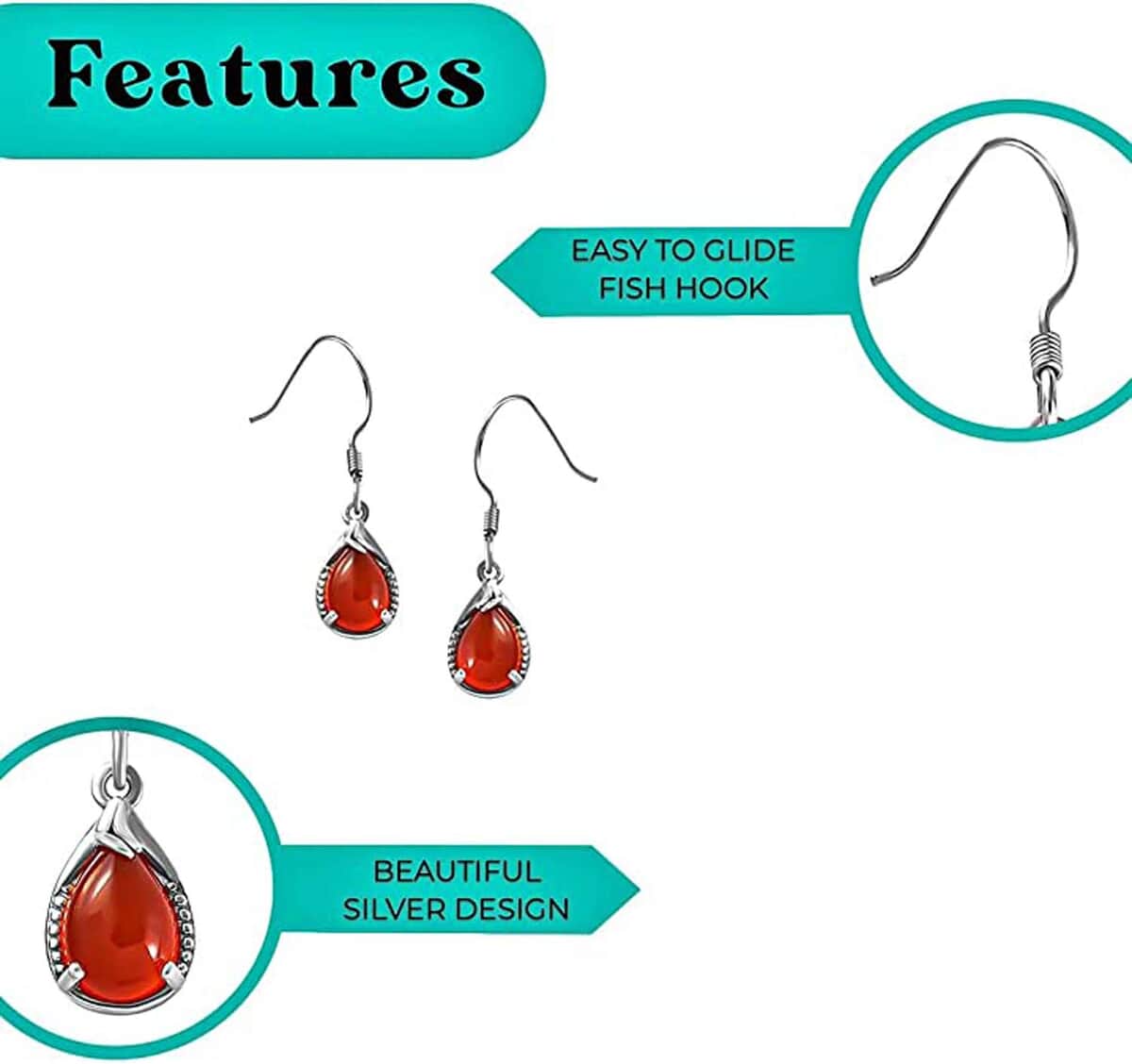 Carnelian Drop Earrings in Platinum Over Sterling Silver 3.85 ctw image number 4