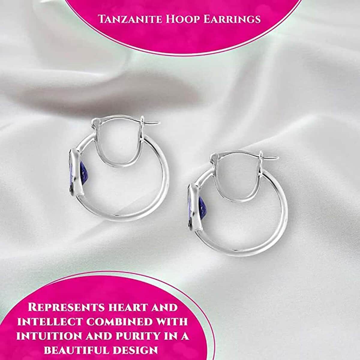 Tanzanite Hoop Earrings in Platinum Over Sterling Silver 2.75 ctw image number 3