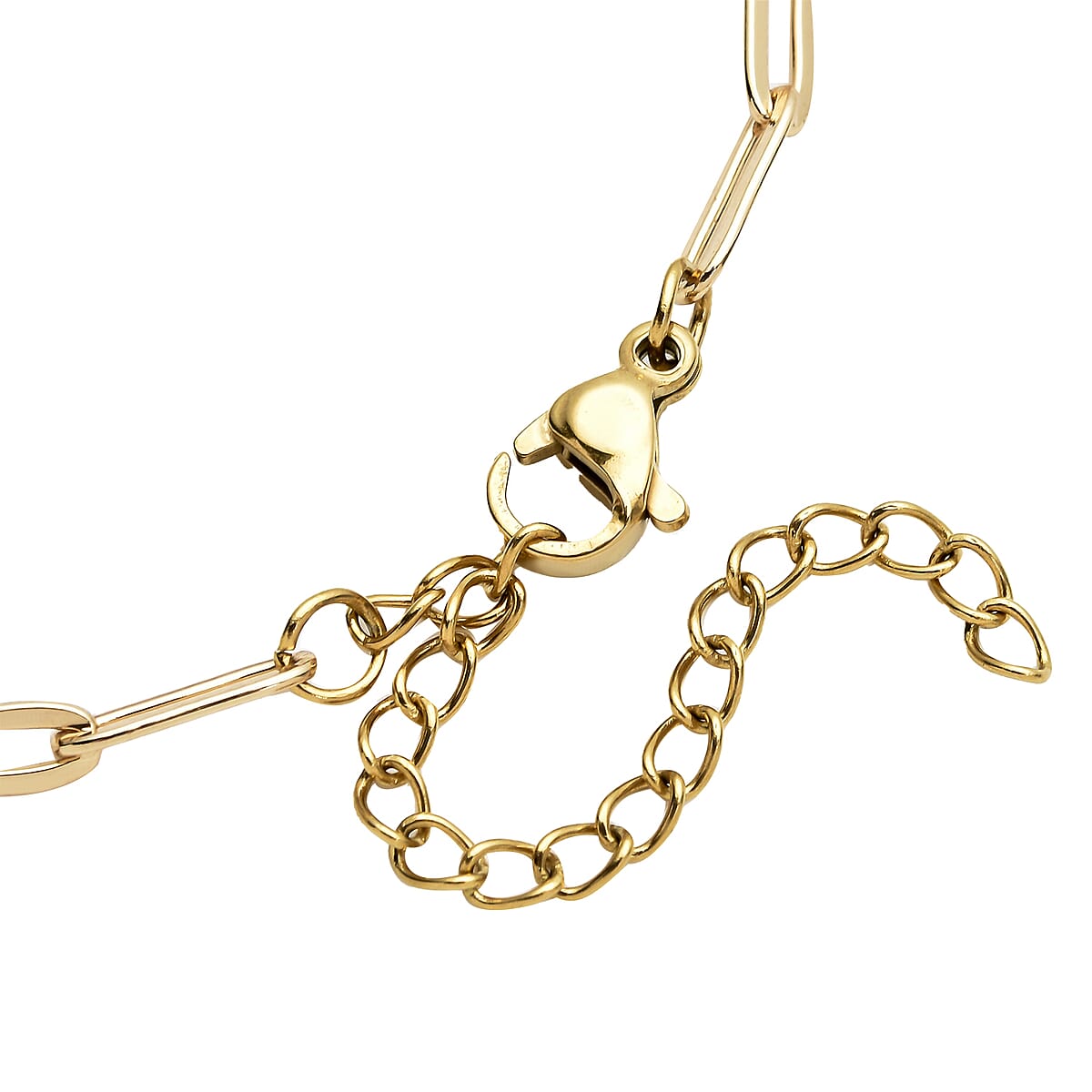 White Austrian Crystal Cancer Zodiac Engraved Coin Charm Bracelet in ION Plated YG Stainless Steel (7.00 In) image number 5