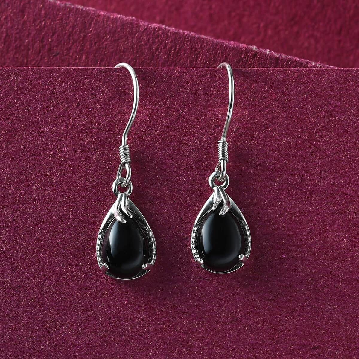 Australian Black Tourmaline Drop Earrings in Platinum Over Sterling Silver 4.65 ctw image number 1