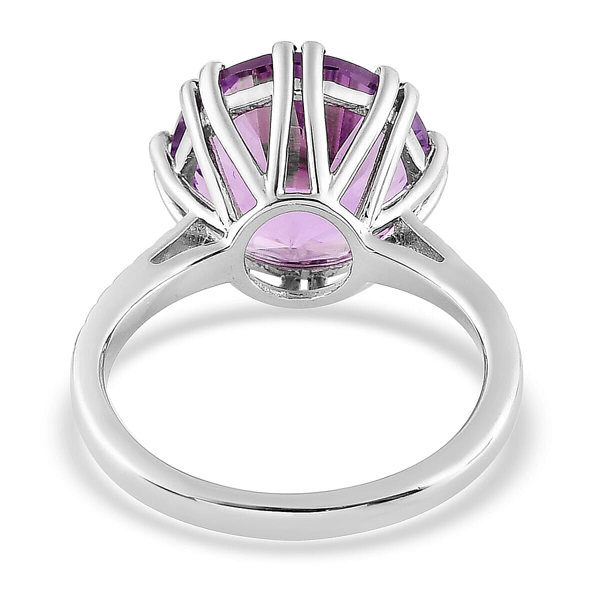 Concave Cut Rose De France Amethyst Solitaire Ring in Platinum Over Sterling Silver (Size 10.0) 6.00 ctw