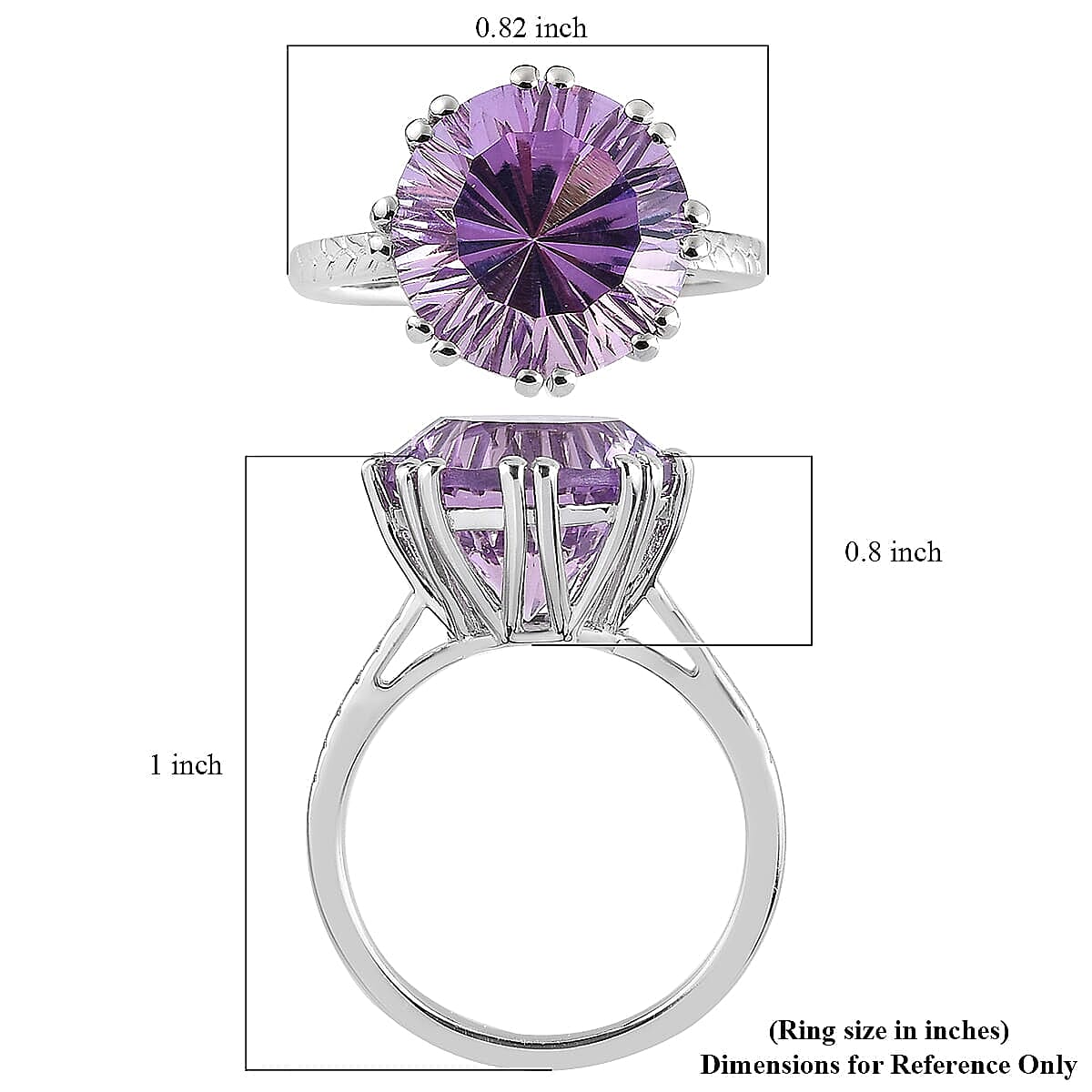 Concave Cut Rose De France Amethyst Solitaire Ring in Platinum Over Sterling Silver (Size 10.0) 6.00 ctw