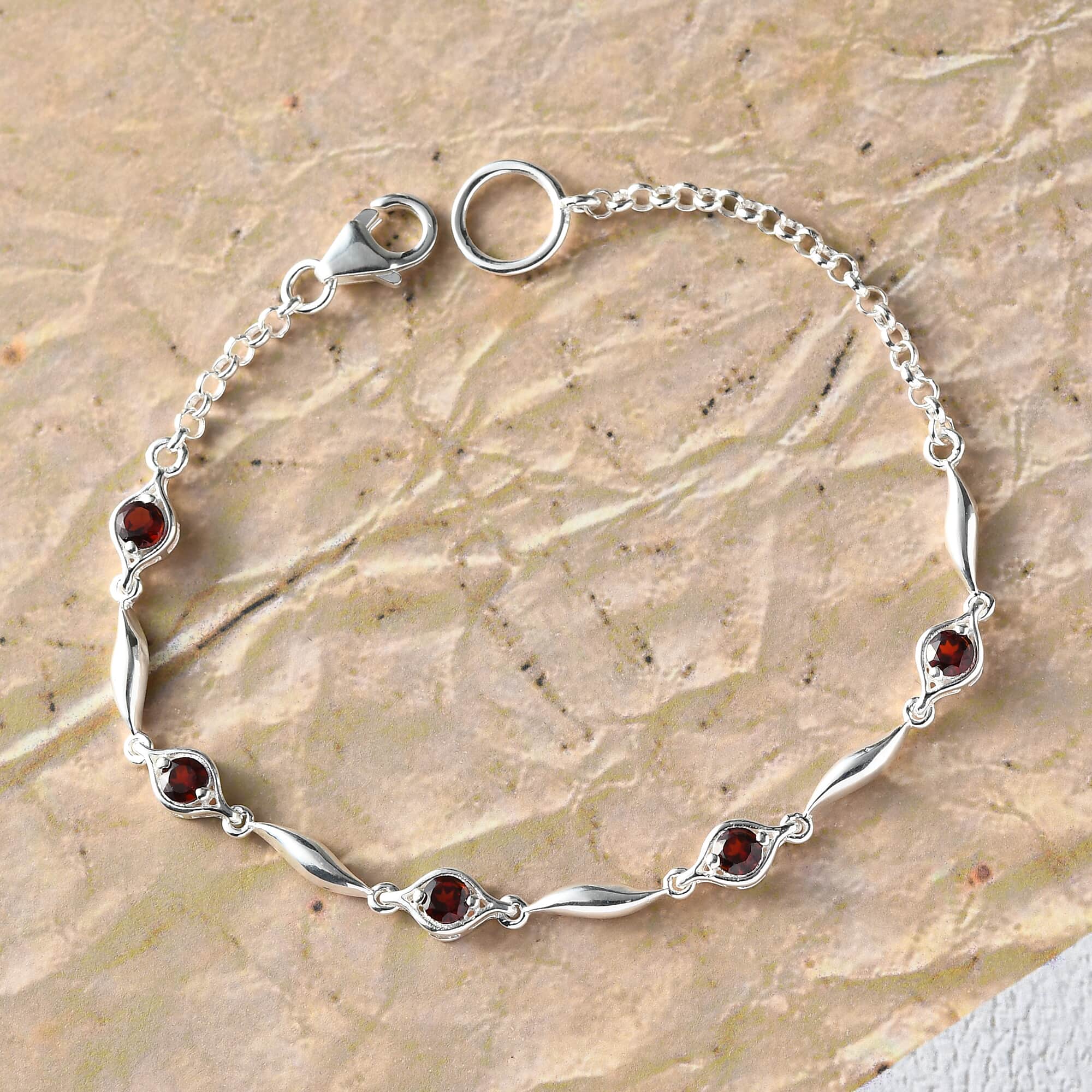 Mother's day jewelry Mozambique Garnet Station Bracelet in