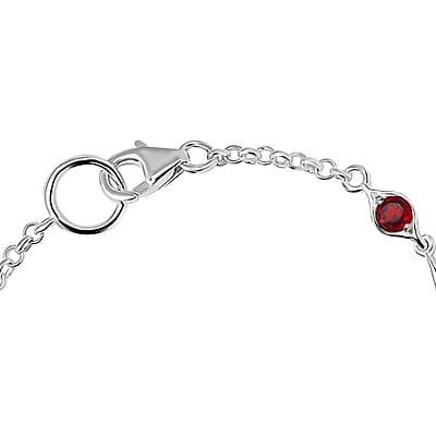 Mozambique Garnet Station Bracelet In Sterling Silver, 925 Sterling Silver Bracelet For Women (7.25 In) 1.10 ctw
