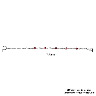 Mozambique Garnet Station Bracelet In Sterling Silver, 925 Sterling Silver Bracelet For Women (7.25 In) 1.10 ctw