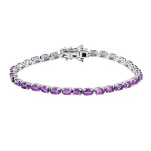 Amethyst Tennis Bracelet in Platinum Over Sterling Silver (6.50 In) 6.85 Grams 6.40 ctw