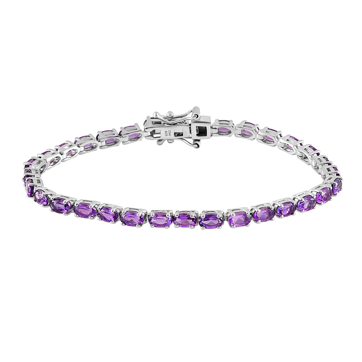 Amethyst Tennis Bracelet in Platinum Over Sterling Silver (6.50 In) (6.85 g) 6.40 ctw image number 0