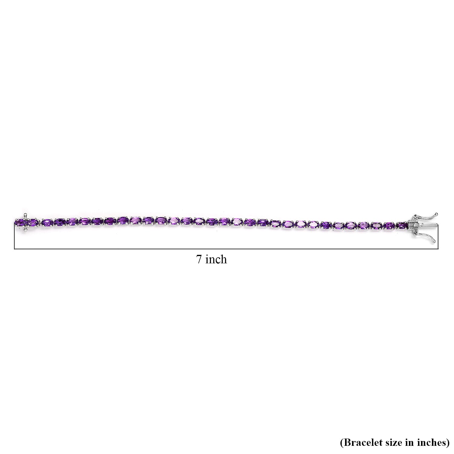 Amethyst Tennis Bracelet in Platinum Over Sterling Silver (6.50 In) 6.85 Grams 6.40 ctw