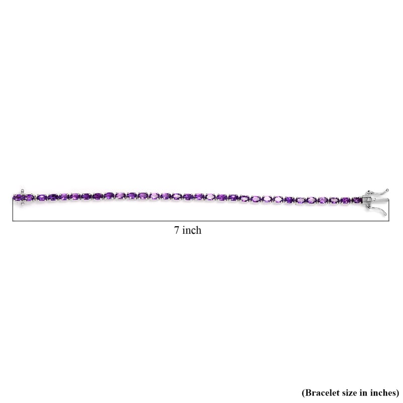 Amethyst Tennis Bracelet in Platinum Over Sterling Silver (6.50 In) 6.85 Grams 6.40 ctw