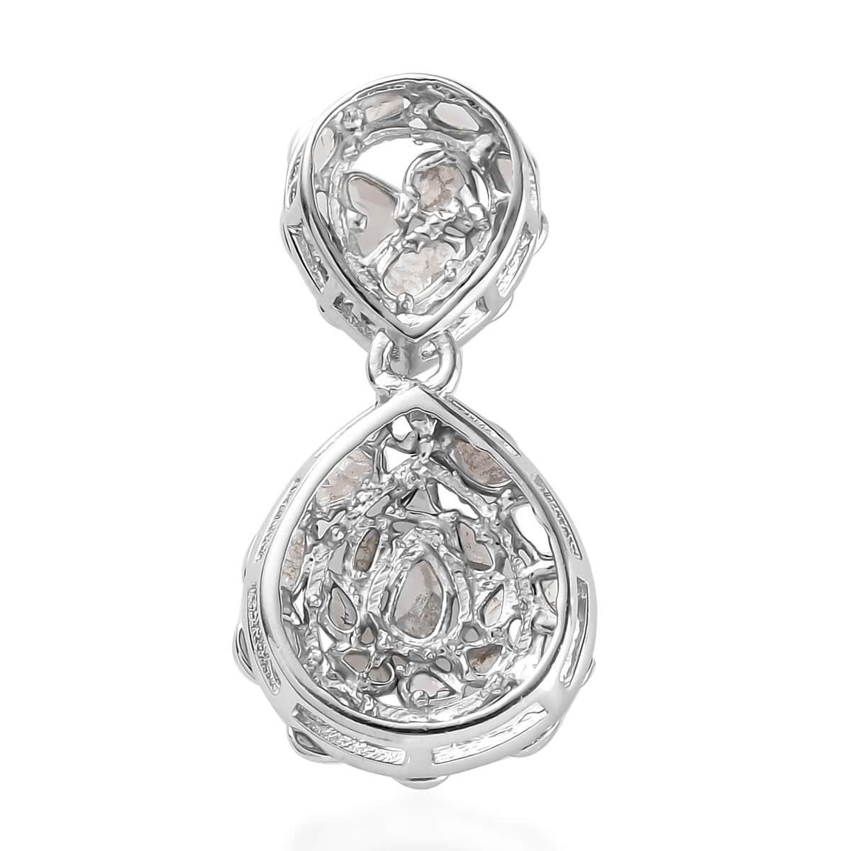 Polki Diamond Pendant in Platinum Over Sterling Silver 2.15 ctw image number 3