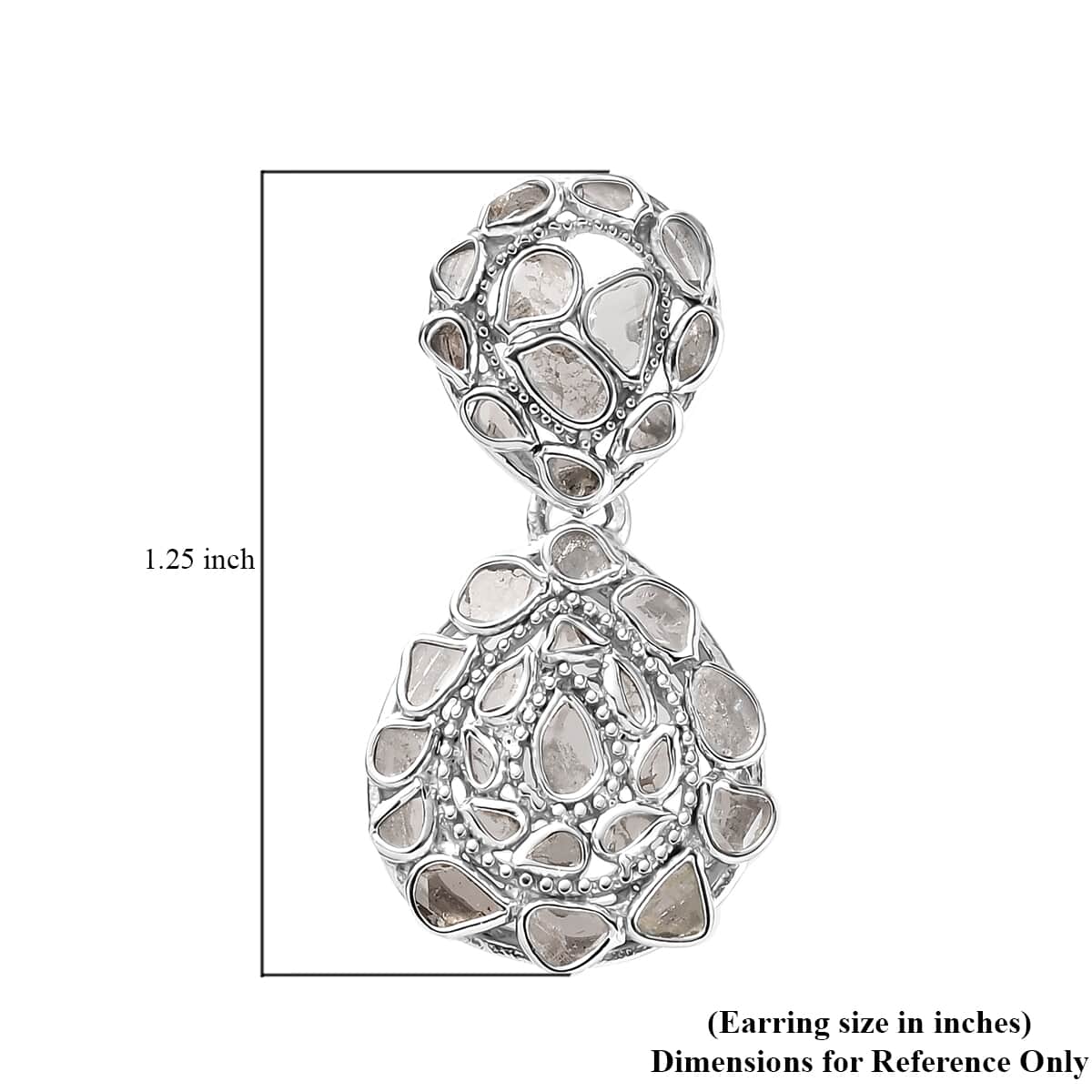 Polki Diamond Pendant in Platinum Over Sterling Silver 2.15 ctw image number 4