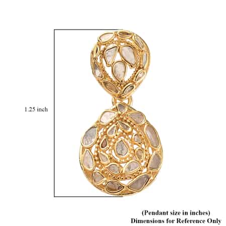 Polki Diamond Pendant in 14K Yellow Gold Over Sterling Silver 2.15 ctw image number 4