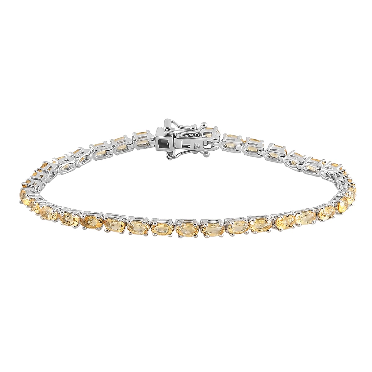 Brazilian Citrine Tennis Bracelet in Platinum Over Sterling Silver (6.50 In) 6.30 ctw image number 0