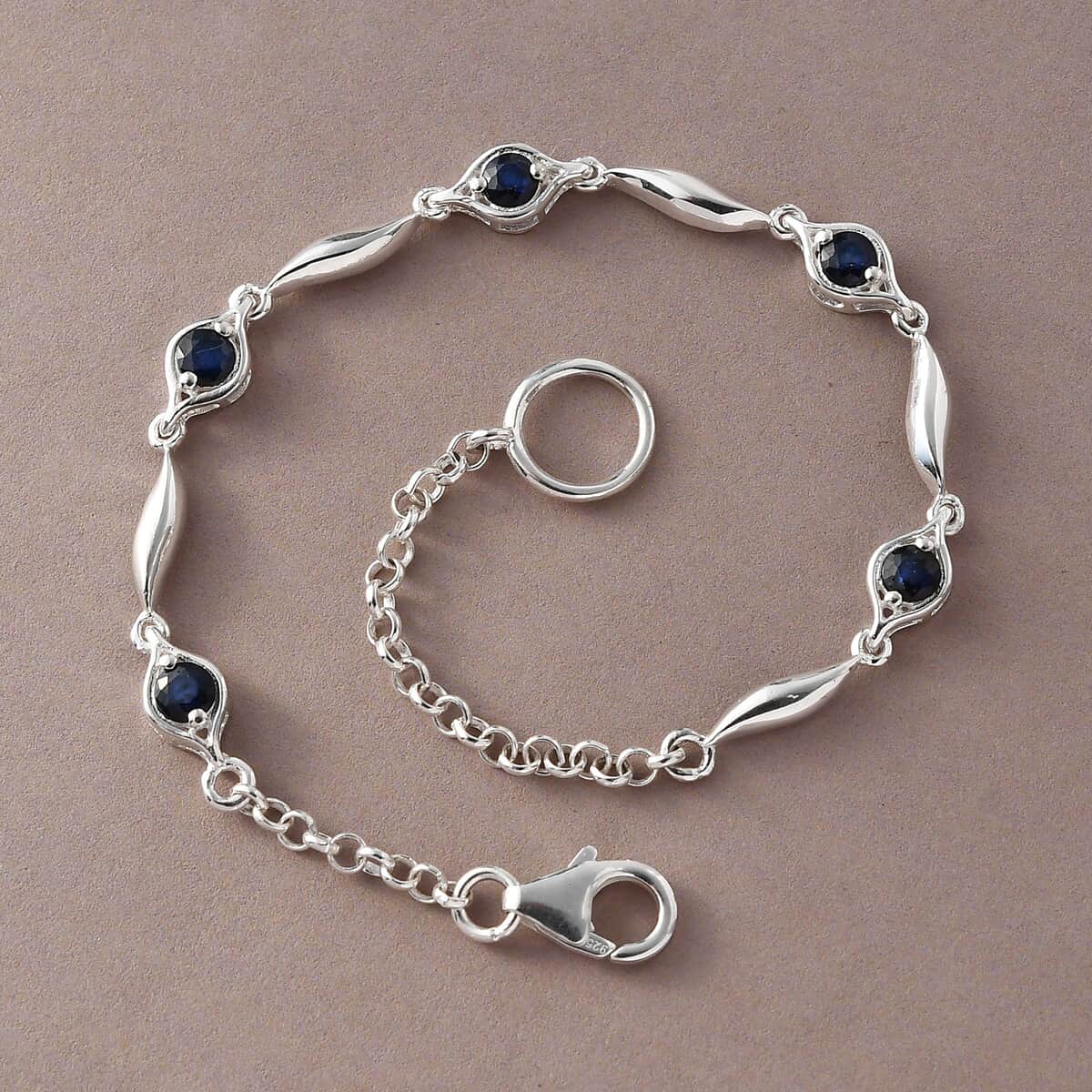 Madagascar Blue Sapphire (DF) Bracelet in Sterling Silver (7.25 In) 1.15 ctw image number 4