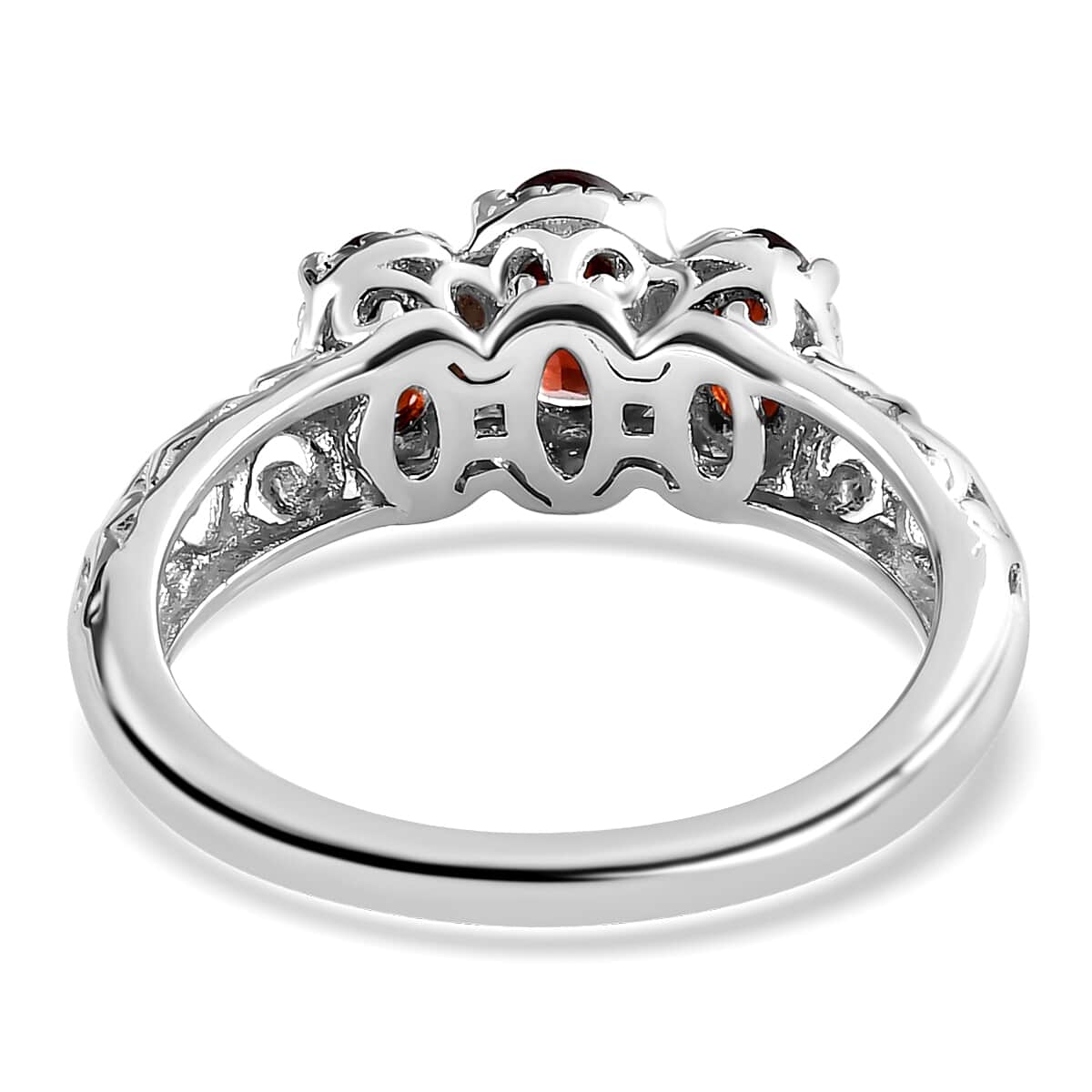 Mozambique Garnet 3 Stone Ring in Platinum Over Sterling Silver 1.15 ctw image number 6