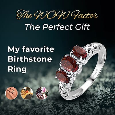 D'Joy Mozambique Garnet 1.20 ctw 3 Stone Ring in Platinum Over Sterling Silver 1.10 ctw (Size 5.0)
