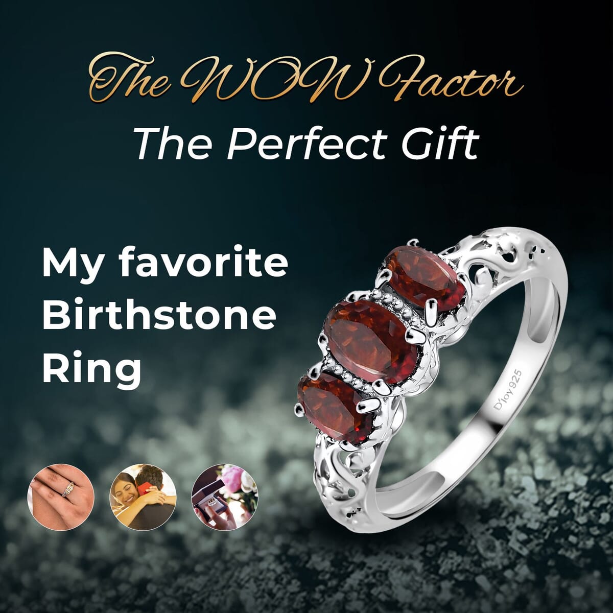 D'Joy Mozambique Garnet 1.15 ctw Ring, 3 Stone Garnet Ring, Trilogy Ring, Sterling Silver Ring, Birthstone Jewelry, Garnet 3 Stone Ring (Size 8.00) image number 4