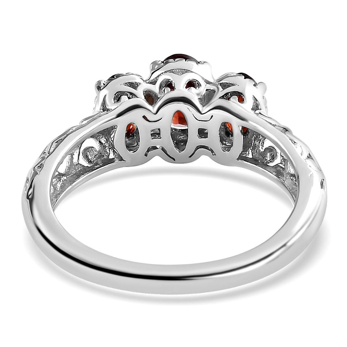 D'Joy Mozambique Garnet 1.15 ctw Ring, 3 Stone Garnet Ring, Trilogy Ring, Sterling Silver Ring, Birthstone Jewelry, Garnet 3 Stone Ring (Size 8.00) image number 7