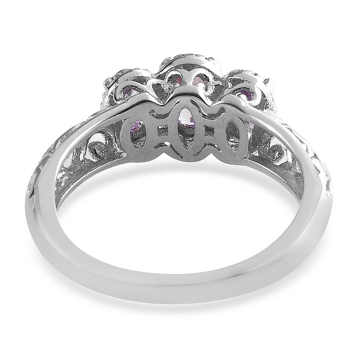D'Joy Amethyst 0.85 ctw Ring, 3 Stone Amethyst Ring, Trilogy Ring, Sterling Silver Ring, Birthstone Jewelry, Amethyst 3 Stone Ring (Size 9.0) image number 7