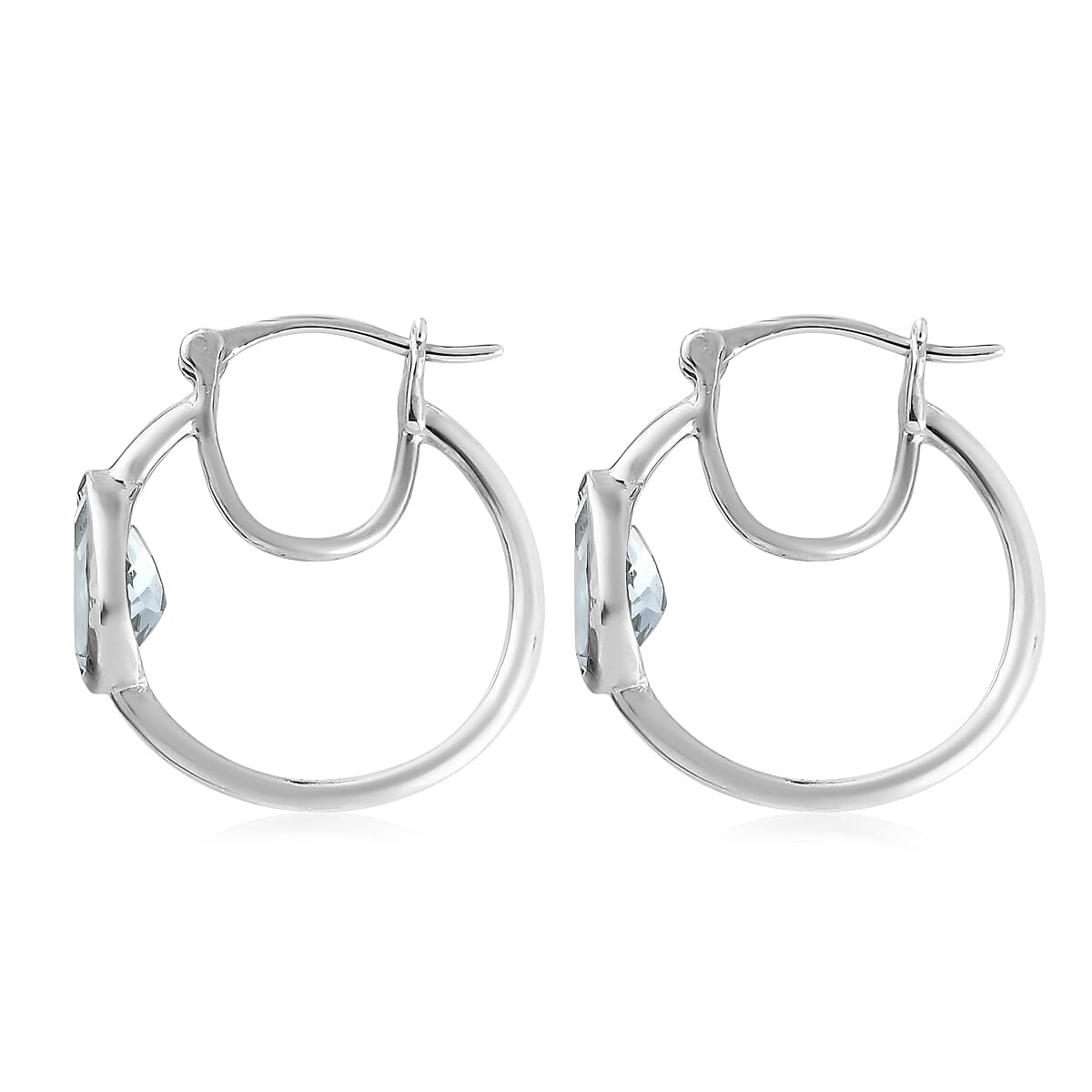 Espirito Santo Aquamarine Hoop Earrings in Platinum Over Sterling Silver 2.35 ctw image number 5