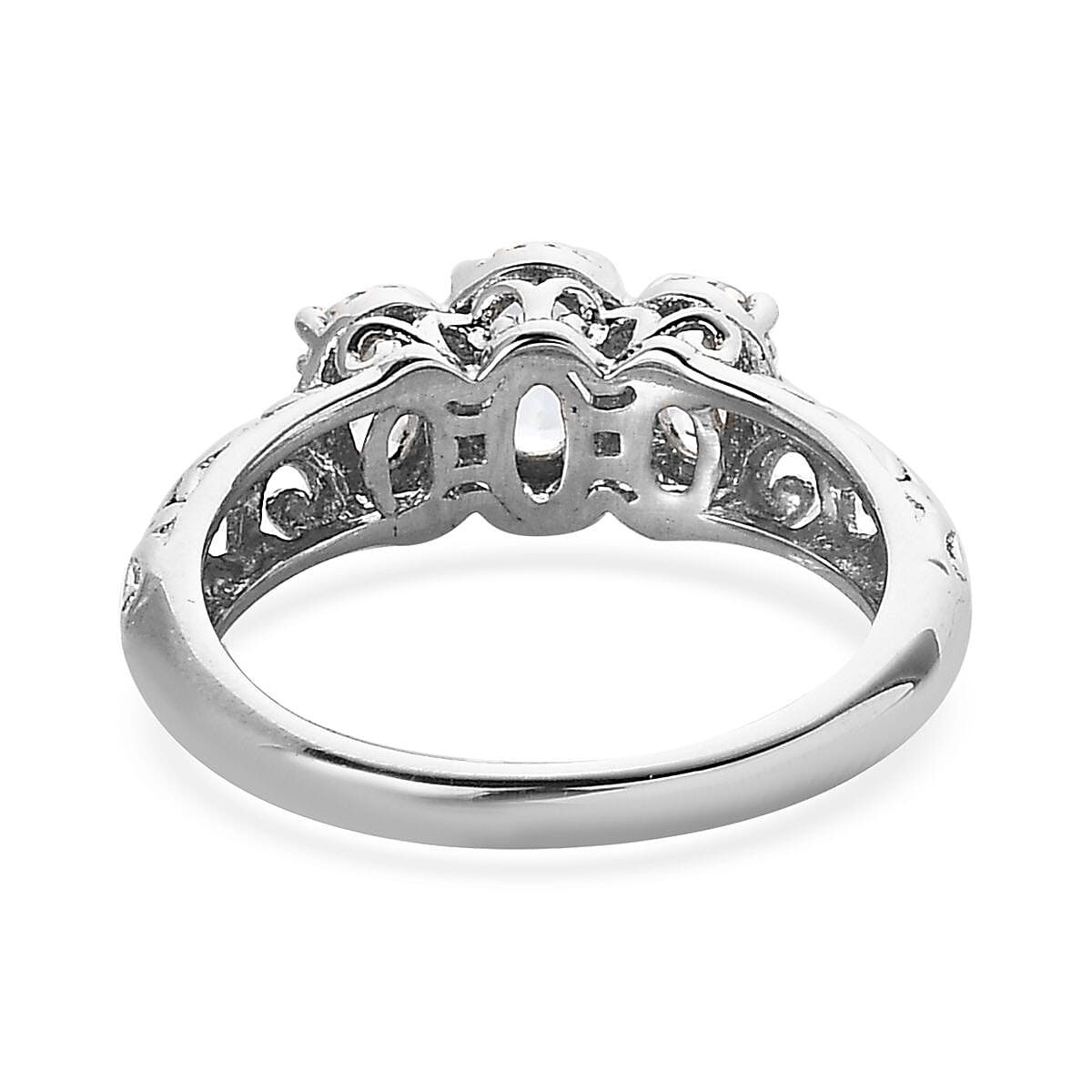 D'Joy Mangoro Aquamarine 3 Stone Ring in Platinum Over Sterling Silver 0.85 ctw (Size 8.0) image number 4