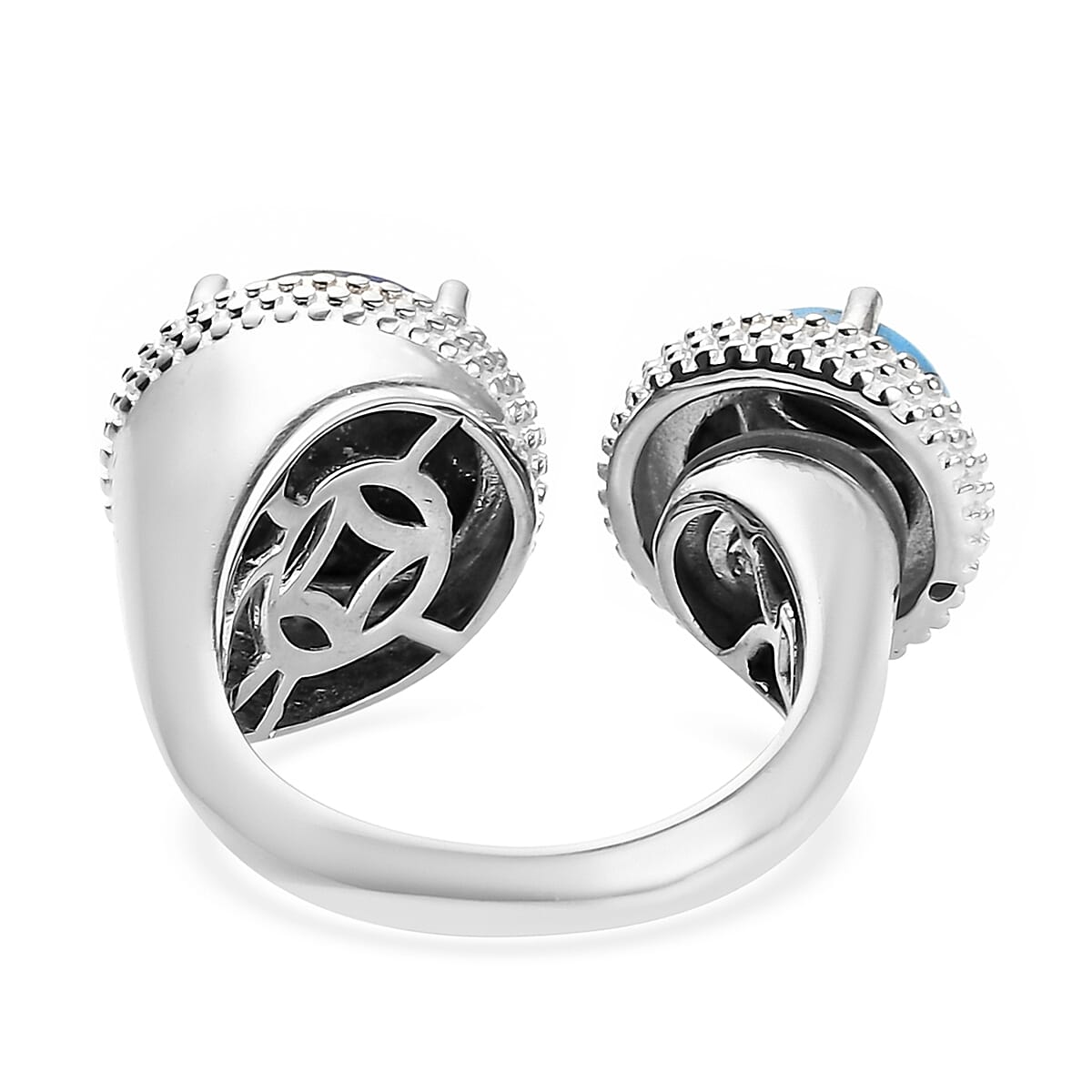 Karis Lapis Lazuli and Blue Howlite Open Band Ring in Platinum Bond (Size 8.0) 6.25 ctw image number 4