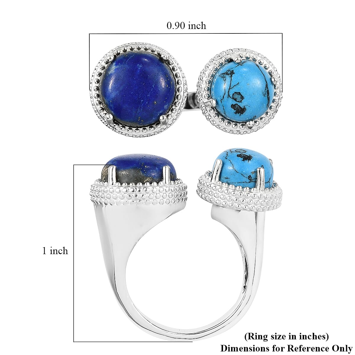 Karis Lapis Lazuli and Blue Howlite Open Band Ring in Platinum Bond (Size 8.0) 6.25 ctw image number 5