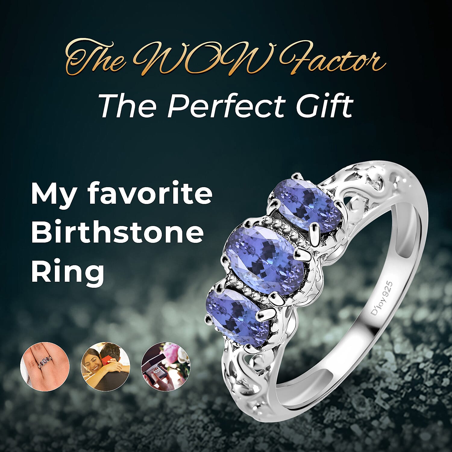 Doorbuster D'Joy Tanzanite 0.90 ctw 3 Stone Ring in Platinum Over Sterling Silver (Size 5.0)