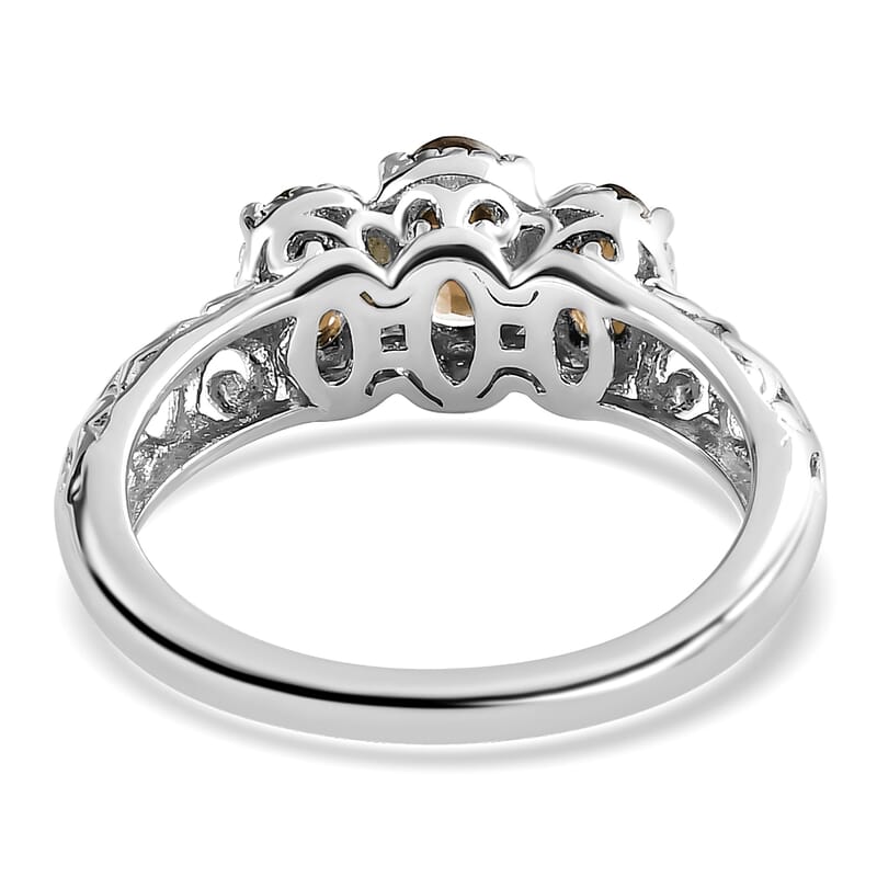 D'Joy Brazilian Citrine 0.90 ctw Ring, 3 Stone Citrine Ring, Trilogy Ring, Sterling Silver Ring, Birthstone Jewelry, Citrine 3 Stone Ring (Size 5.0)