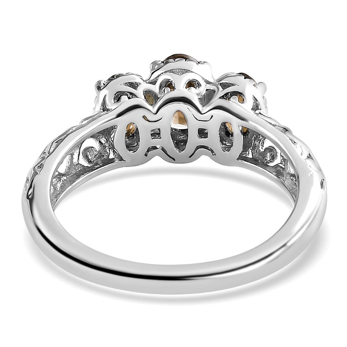 Brazilian Citrine 0.90 ctw 3 Stone Ring in Platinum Over Sterling Silver (Size 9.0) image number 6