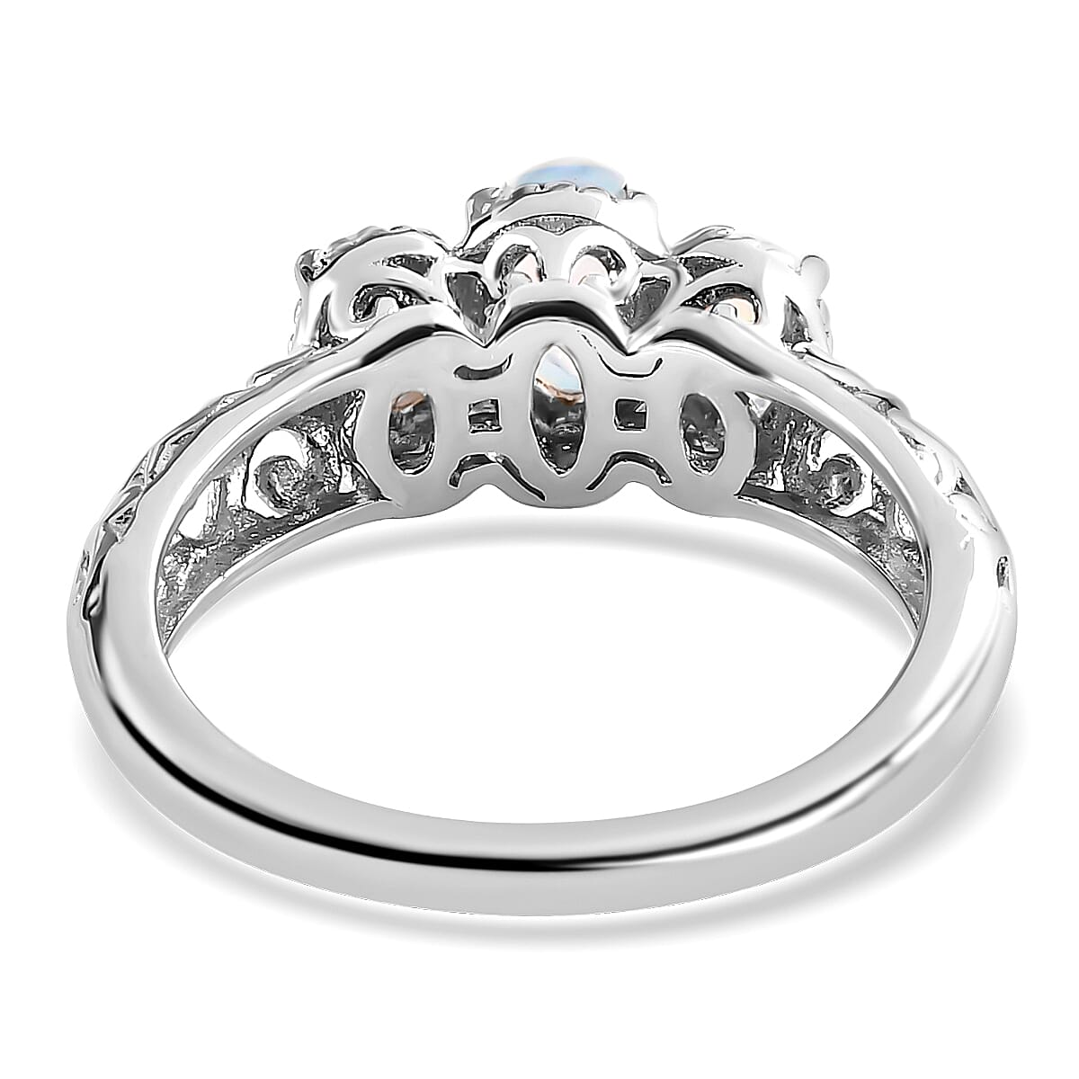 D'Joy Ethiopian Welo Opal 0.70 ctw 3 Stone Ring in Platinum Over Sterling Silver (Size 6.0) image number 6