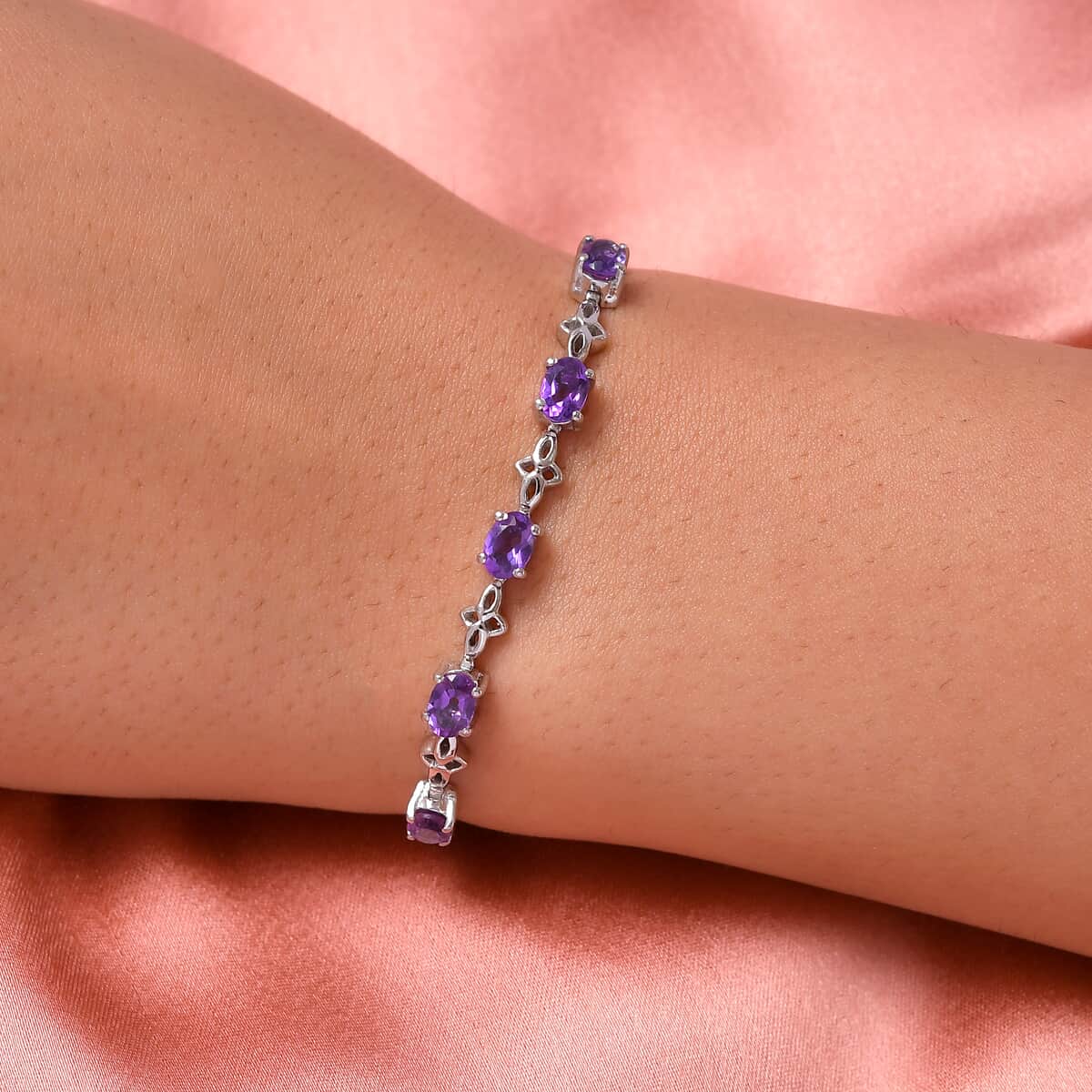 Amethyst Bolo Bracelet in Platinum Over Sterling Silver and Stainless Steel 2.00 ctw image number 1