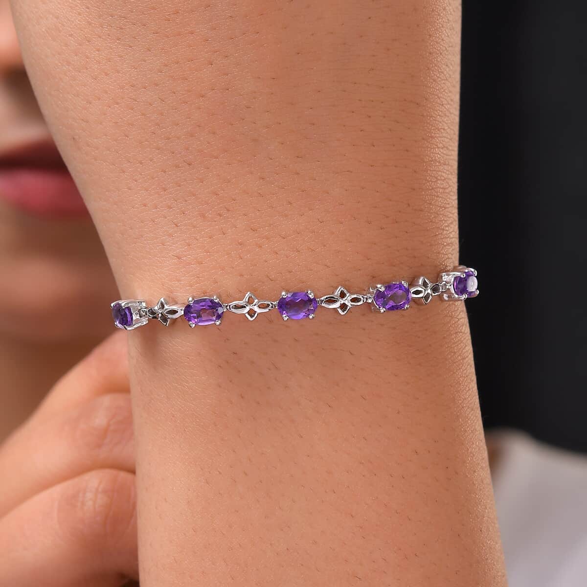 Amethyst Bolo Bracelet in Platinum Over Sterling Silver and Stainless Steel 2.00 ctw image number 2