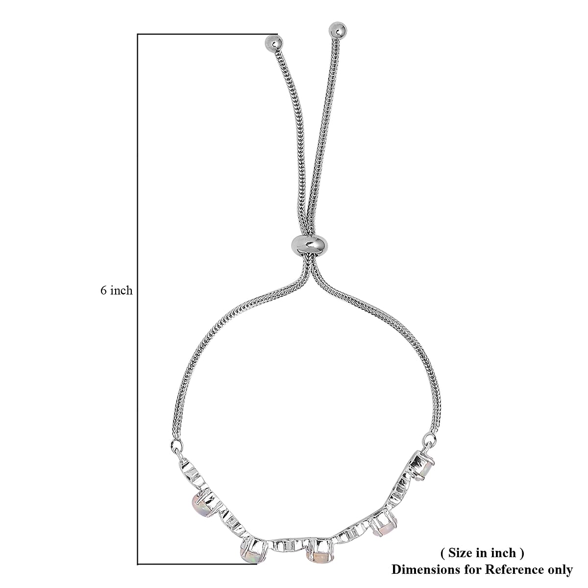 Ethiopian Welo Opal Bolo Bracelet in Platinum Over Sterling Silver and Stainless Steel 1.40 ctw image number 3