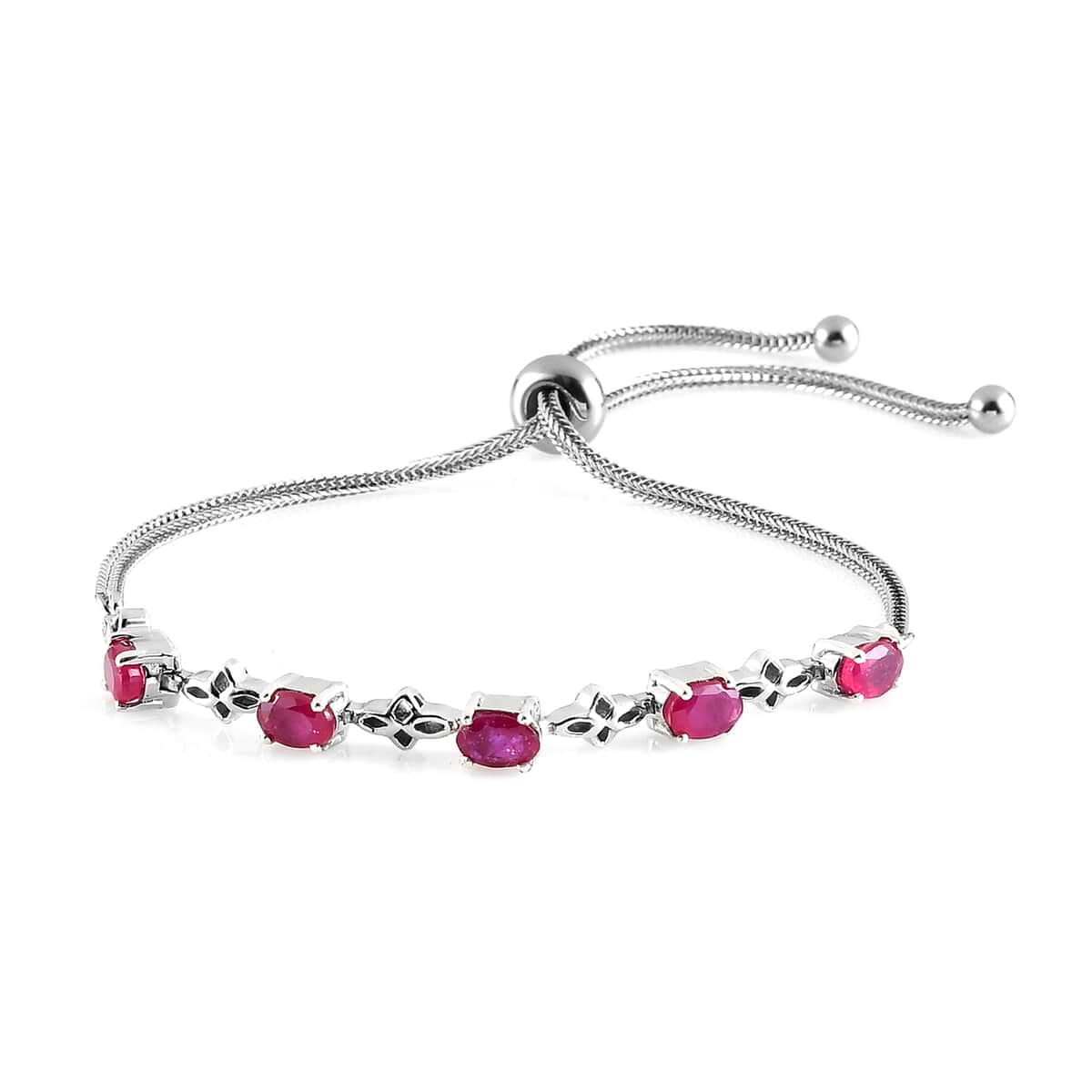 Niassa Ruby (FF) Bolo Bracelet in Platinum Over Sterling Silver and Stainless Steel 3.50 ctw image number 0