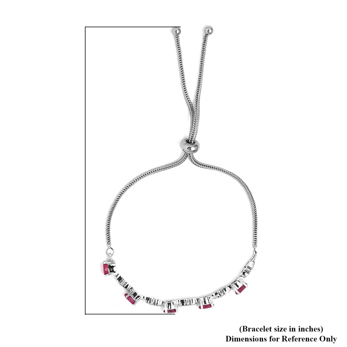 Niassa Ruby (FF) Bolo Bracelet in Platinum Over Sterling Silver and Stainless Steel 3.50 ctw image number 3