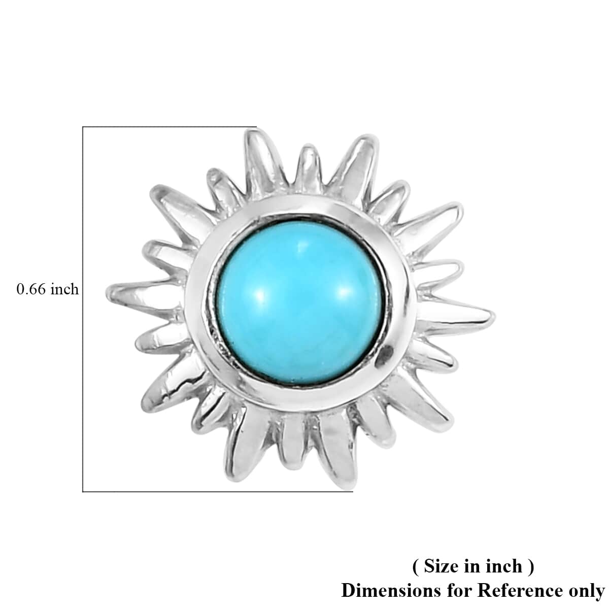 American Natural Sleeping Beauty Turquoise Charm in Platinum Over Sterling Silver 0.25 ctw image number 2