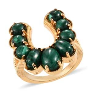 Karis African Malachite Horseshoe Ring in 18K YG Plated (Size 7.0) 5.00 ctw