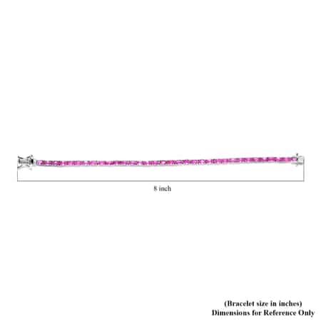 Premium Ilakaka Hot Pink Sapphire Tennis Bracelet in Platinum Over Sterling Silver (7.25 In) 8.15 Grams 12.50 ctw image number 4