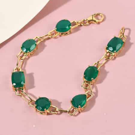 Verde Onyx Fancy Bracelet in Vermeil YG Over Sterling Silver (8.00 In) 7.90 Grams 14.20 ctw image number 1