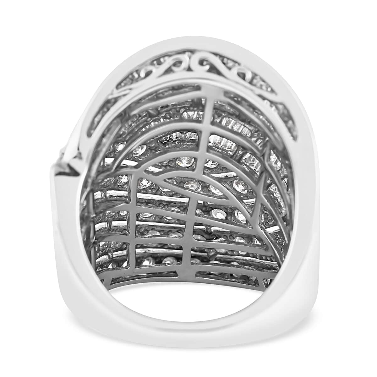 NY Closeout 10K White Gold G-H I1-I2 Diamond Twisted Ring (Size 7.0) 10.50 Grams 4.00 ctw image number 4
