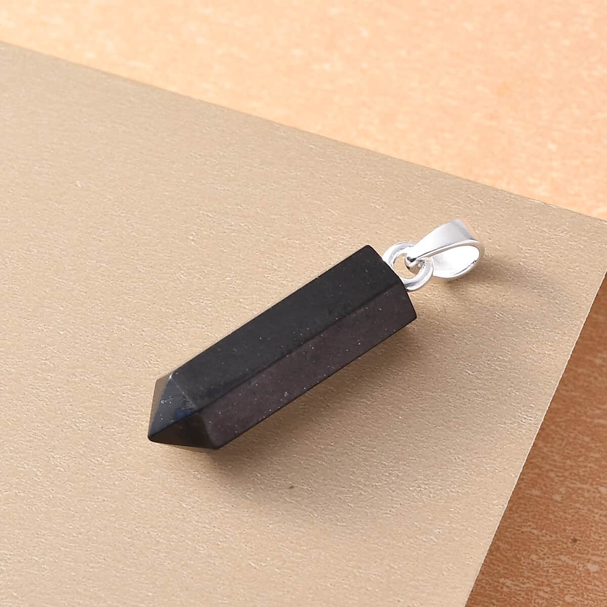 Shungite Pencil Shape Pendant in Sterling Silver 6.85 ctw image number 1