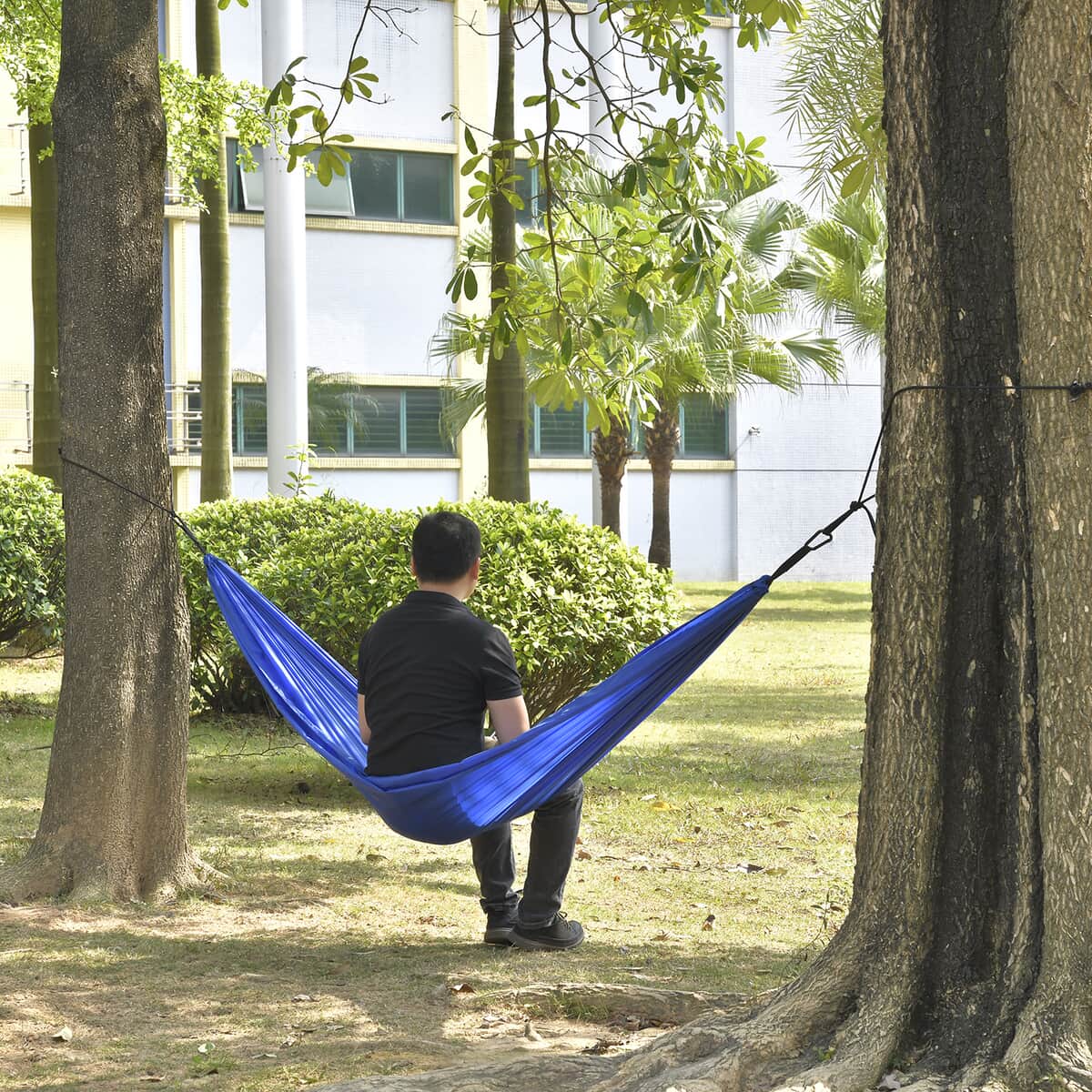 Blue Camping Hammock with 2 Tree Straps (108.3"x55.1") image number 1