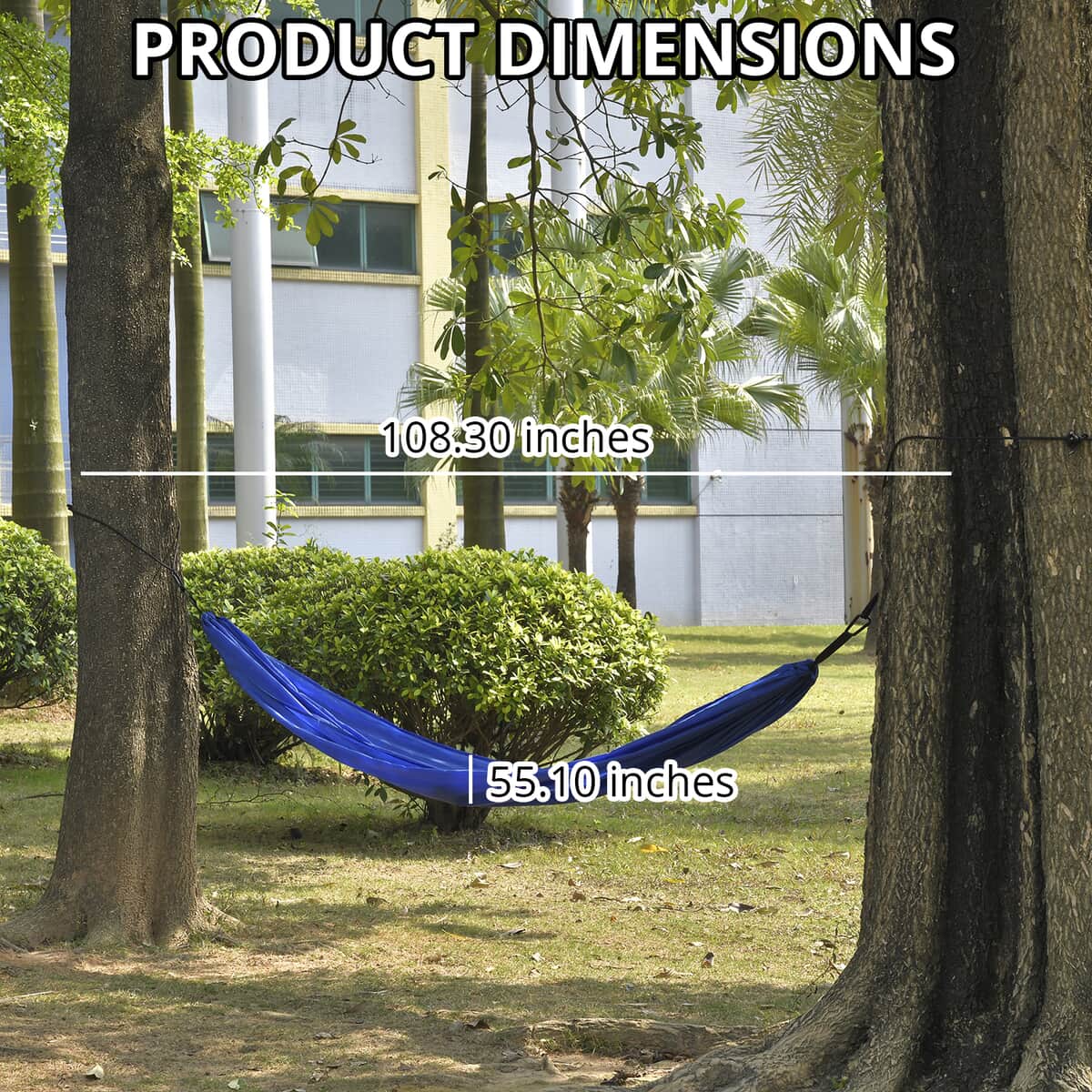 Blue Camping Hammock with 2 Tree Straps (108.3"x55.1") image number 3