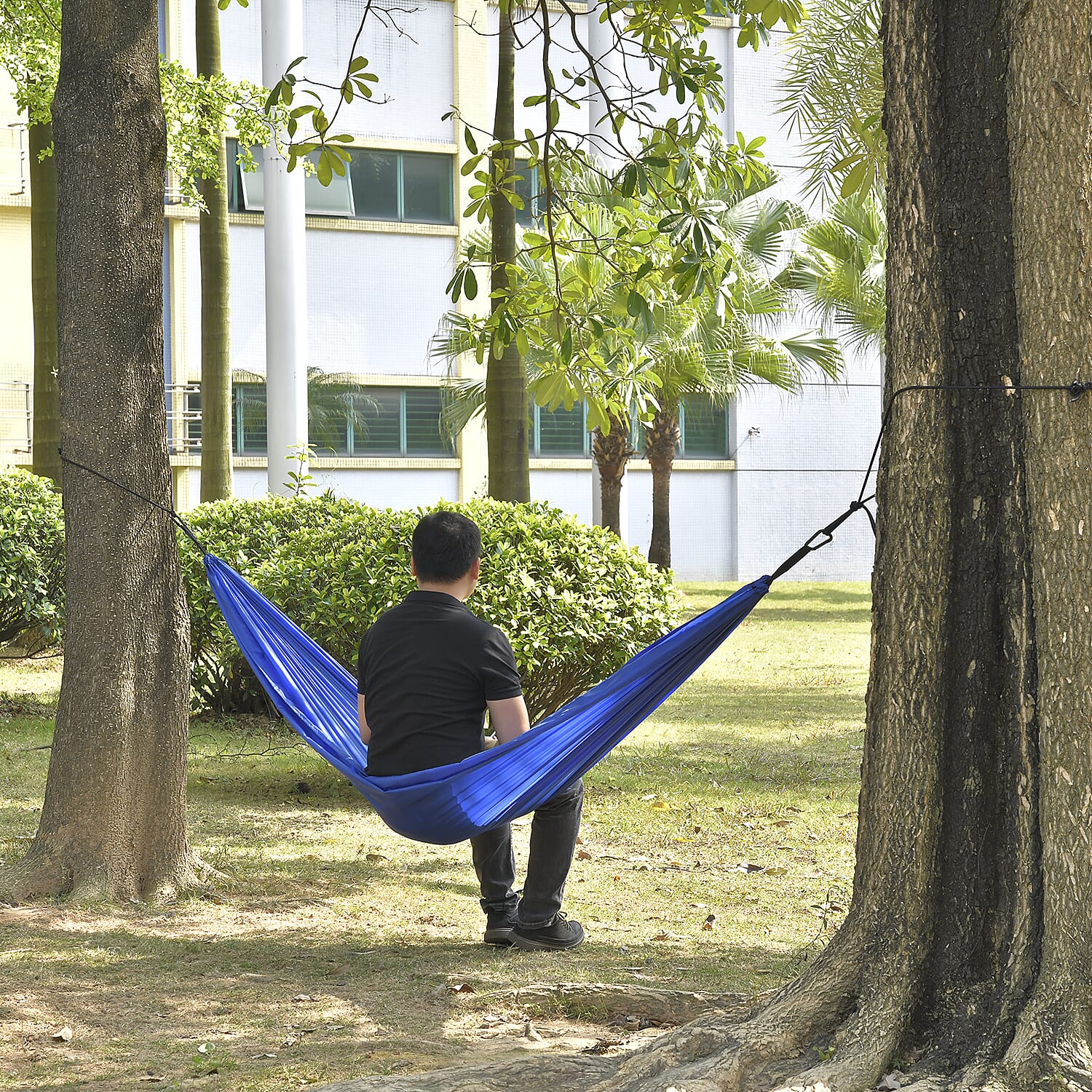 Blue Camping Hammock with 2 Tree Straps
