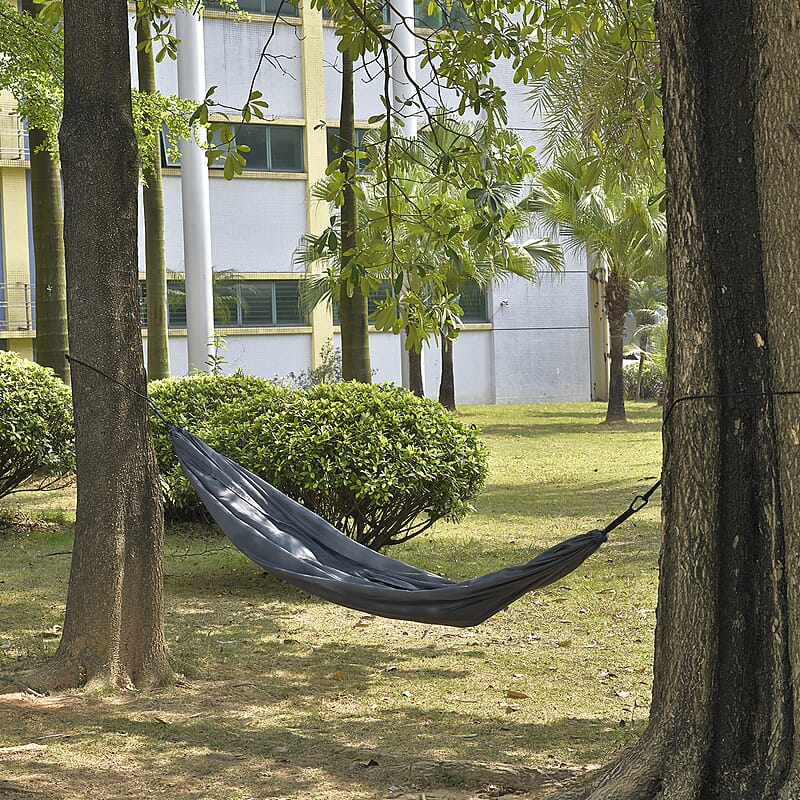 Gray Camping Hammock with 2 Tree Straps