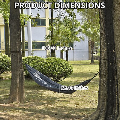 Gray Camping Hammock with 2 Tree Straps