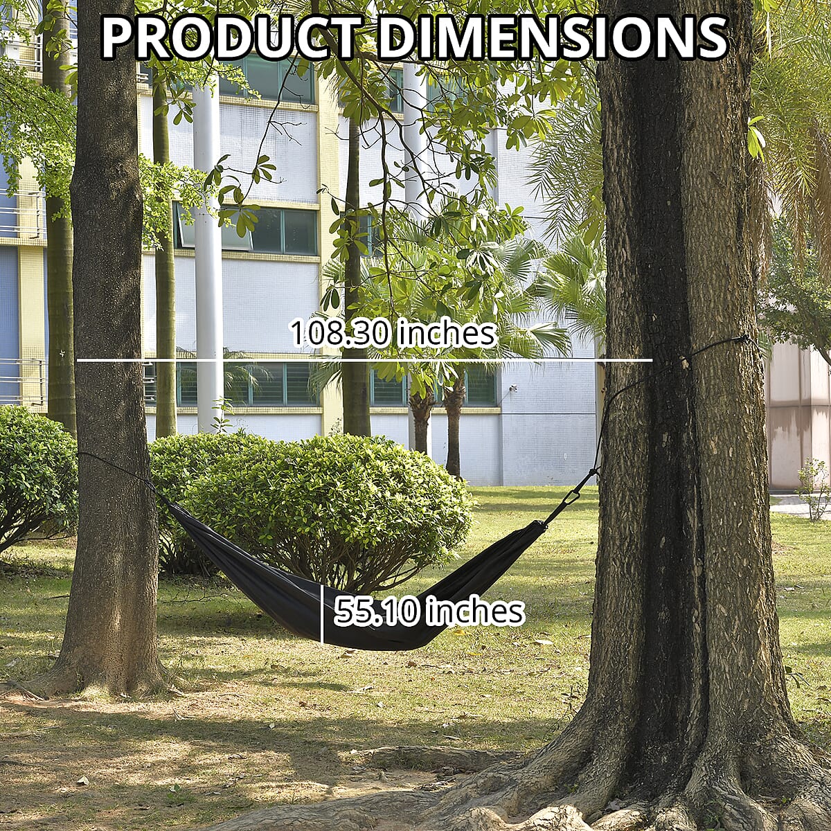 Black Camping Hammock with 2 Tree Straps image number 3